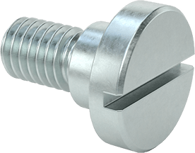 Image of Product. Front orientation. Slotted Low-Profile Steel Shoulder Screw, 8 mm Shoulder Diameter, 4 mm Shoulder Length, M6 x 1 mm Thread.