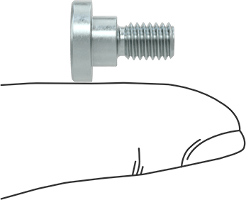 Image of Product. Side1 orientation. Contains SizingReference. Slotted Low-Profile Steel Shoulder Screw, 8 mm Shoulder Diameter, 4 mm Shoulder Length, M6 x 1 mm Thread.