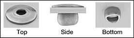 Image of ProductInUse. Installed. Top orientation. Contains Annotated, Border. Rivets. Choose-a-Color Large-Diameter Domed Head Blind Rivets.