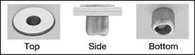 Image of ProductInUse. Installed. Top orientation. Contains Annotated, Border. Rivets. Aluminum Flush-Mount Blind Rivets.