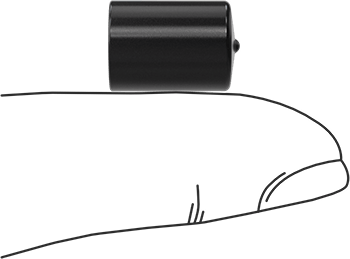 Image of Product. Side1 orientation. Contains SizingReference. Round Caps, for 5/16" to 3/8" OD, 1/2" Inside Height, Black.