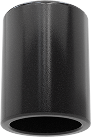 Image of Product. Bottom orientation. Round Caps, for 5/16" to 3/8" OD, 1/2" Inside Height, Black.