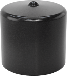 Image of Product. Bottom orientation. Round Caps, for 1/2" to 9/16" OD, 1/2" Inside Height, Black.