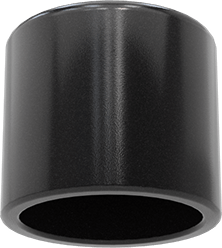Image of Product. Bottom orientation. Round Caps, for 1/2" to 9/16" OD, 1/2" Inside Height, Black.