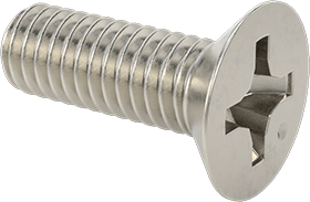 Image of Product. Front orientation. JIS Stainless Steel Flat Head Screws, M4 x 0.7 mm Thread, 12 mm Long.