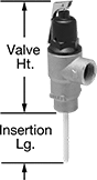 Image of Product. Female × Female. Front orientation. Contains Annotated. Pressure-Relief Valves. Fast-Acting Temperature- and Pressure-Relief Valves for Hot Water, Female Inlet, Female Relief Port.