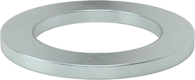 Image of Product. Bottom orientation. 1008-1010 Carbon Steel Wide-Rim Shim, Zinc-Plated, 0.134" Thick x 1-1/4" ID x 1-7/8" OD.