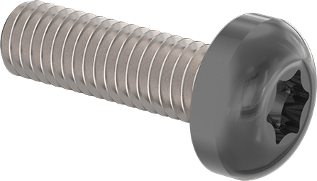 Image of Product. Front orientation. Painted Steel Pan Head Torx Screws, with Black Head, M6 Thread, 20 mm Long.