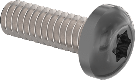 Image of Product. Front orientation. Painted Steel Pan Head Torx Screw, with Black Head, 1/4"-20 Thread Size, 3/4" Long.