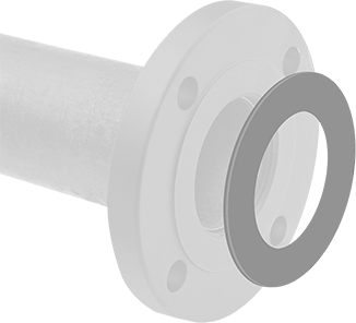 Image of ProductInUse. Front orientation. Ultra-Chemical-Resistant High-Strength PTFE Gasket, for 1 Pipe Size, ANSI Class 150.