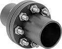 Image of ProductInUse. Shown Installed. Front orientation. Hex Head Screws. Stainless Steel Heavy Hex Head Screw Kits for Metal Pipe Flanges.