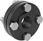 Image of ProductInUse. Shown Installed. Front orientation. Hex Head Screws. Steel Hex Head Screw Kits for Metal Pipe Flanges.