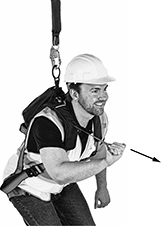 Image of ProductInUse. Front orientation. Contains Annotated. Fall-Arrest Harnesses. Self-Rescue Fall-Arrest Harnesses.