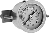 Image of Product. Front orientation. Pressure Gauges. Vibration-Resistant Pressure Gauges, Dual Scale, Center-Back Connection (Panel Mount).