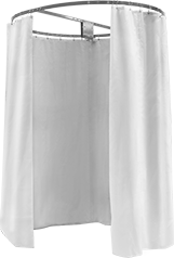 Image of Product. Front orientation. Curtain Partitions. Shower Station Privacy Curtain Partitions.