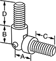 Image of Attribute. Front orientation. Contains Annotated. Standoffs. Hinged Male Threaded Round Standoffs.