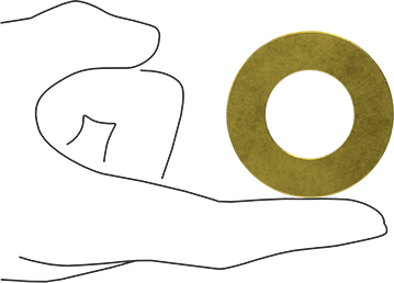 Image of Product. Side1 orientation. Contains SizingReference. Zinc Yellow-Chromate Plated Grade 8 Steel SAE Washer, SAE, for 1" Screw Size, 1.062" ID, 2.000" OD.