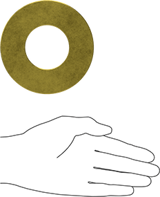 Image of Product. Side1 orientation. Contains SizingReference. Zinc Yellow-Chromate Plated Grade 8 Steel SAE Washer, SAE, for 1-7/8" Screw Size, 2.000" ID, 4.250" OD.