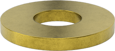 Image of Product. Bottom orientation. Steel Washer, USS, Zinc-Yellow-Chromate-Plated, for 1/4" Screw, 0.734" OD.