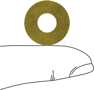 Image of Product. Side1 orientation. Contains SizingReference. Steel Washer, USS, Zinc-Yellow-Chromate-Plated, for 1/4" Screw, 0.734" OD.