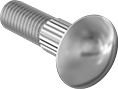 Image of Product. Back orientation. Carriage Bolts. Low-Strength Steel Knurled-Neck Carriage Bolts.