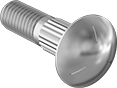Image of Product. Back orientation. Carriage Bolts. Medium-Strength Grade 5 Steel Knurled-Neck Carriage Bolts.