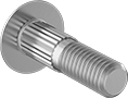 Image of Product. Front orientation. Carriage Bolts. Medium-Strength Grade 5 Steel Knurled-Neck Carriage Bolts.