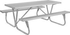 Image of Product. Aluminum Top. Front orientation. Aluminum Top. Picnic Tables.