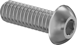Image of Product. Front orientation. 316 Stainless Steel Button Head Hex Drive Screw, Super-Corrosion-Resistant, 1/4"-20 Thread Size, 3/4" Long.