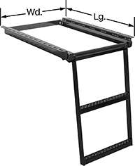 Image of Product. Front orientation. Contains Annotated. Steps. Under-Mount Foldaway Steps.