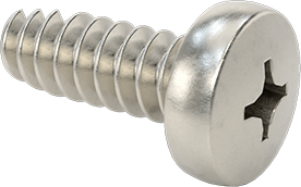 Image of Product. Front orientation. 410 Stainless Steel Quick-Install Thread-Cutting Screws, for Soft Metal, 10-24 Thread Size, 1/2" Long.