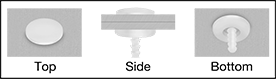 Image of ProductInUse. Installed. Top orientation. Contains Annotated, Border. Adjustable Shank. Two-Piece Push-In Rivets.