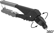 Image of Product. Front orientation. Contains Annotated. Rivet Tools. 360° Swivel-Head Manual Tools for Blind Rivets.