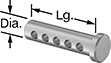 Image of Product. Front orientation. Contains Annotated. Clevis Pins. Selectable-Length Clevis Pins.
