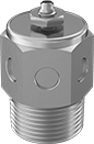Image of Product. NPT 316 Stainless Steel. Front orientation. Mufflers. Flow-Control Mufflers, NPT Male 316 Stainless Steel Fitting.