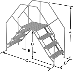 Image of Product. Front orientation. Contains Annotated. Crossover Stairs. Freestanding Crossover Stairs.