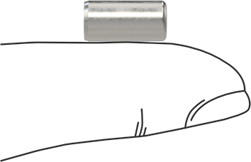 Image of Product. Side1 orientation. Contains SizingReference. Dowel Pin, Alloy Steel, 1/4" Diameter, 1/2" Long.
