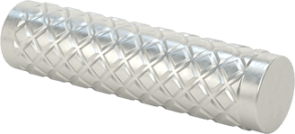 Image of Product. Front orientation. Fully Knurled Dowel Pins, 1/4" Diameter, 1" Long.