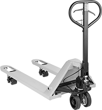 Image of Product. Steel Pallet Truck with Hand Brake. Front orientation. Pallet Trucks. Steel Pallet Trucks, Fixed Fork, Hand Brake.