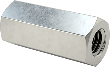 Image of Product. Back orientation. 18-8 Stainless Steel Female Hex Thread Adapter, M8 x 1.25 mm to M10 x 1.5 mm Thread Size.