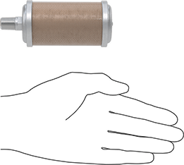 Image of Product. Side1 orientation. Contains SizingReference. Oil-Mist-Eliminating Muffler, 1/4 NPT Male.
