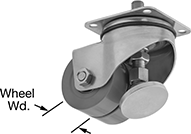 Image of Product. Front orientation. Contains Annotated. Casters. Easy-Turn Leveling Plate Casters.