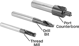 Image of Product. Front orientation. Contains Annotated. Counterbores. Port Counterbore Kits.