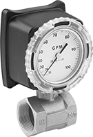 Image of Specification. Style B—Left to Right. Front orientation. Left to Right. Easy Read Flowmeters, Bronze Body, Female, Style B.