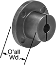 Image of Product. Front orientation. Contains Annotated. Pulley and Sprocket Bushings. Split-Tapered Bushings, Steel.