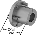 Image of Product. Front orientation. Contains Annotated. Pulley and Sprocket Bushings. Split-Tapered Bushings, Cast Iron.