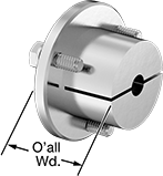 Image of Product. Front orientation. Contains Annotated. Pulley and Sprocket Bushings. Split-Tapered Bushings, 304 Stainless Steel.