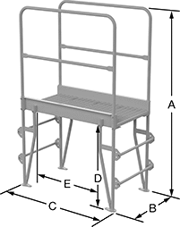 Image of Product. Front orientation. Contains Annotated. Crossover Stairs. Space-Saver Crossover Stairs, Style 2.