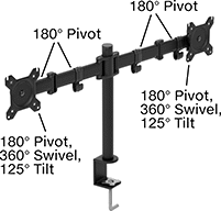 Image of Product. Style C - Dual Monitor. Front orientation. Contains Annotated. Monitor Mounts. Benchtop Monitor Mounts, Style C.