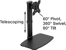 Image of Product. Style A - Single Monitor. Front orientation. Contains Annotated. Monitor Mounts. Benchtop Monitor Mounts, Style A.